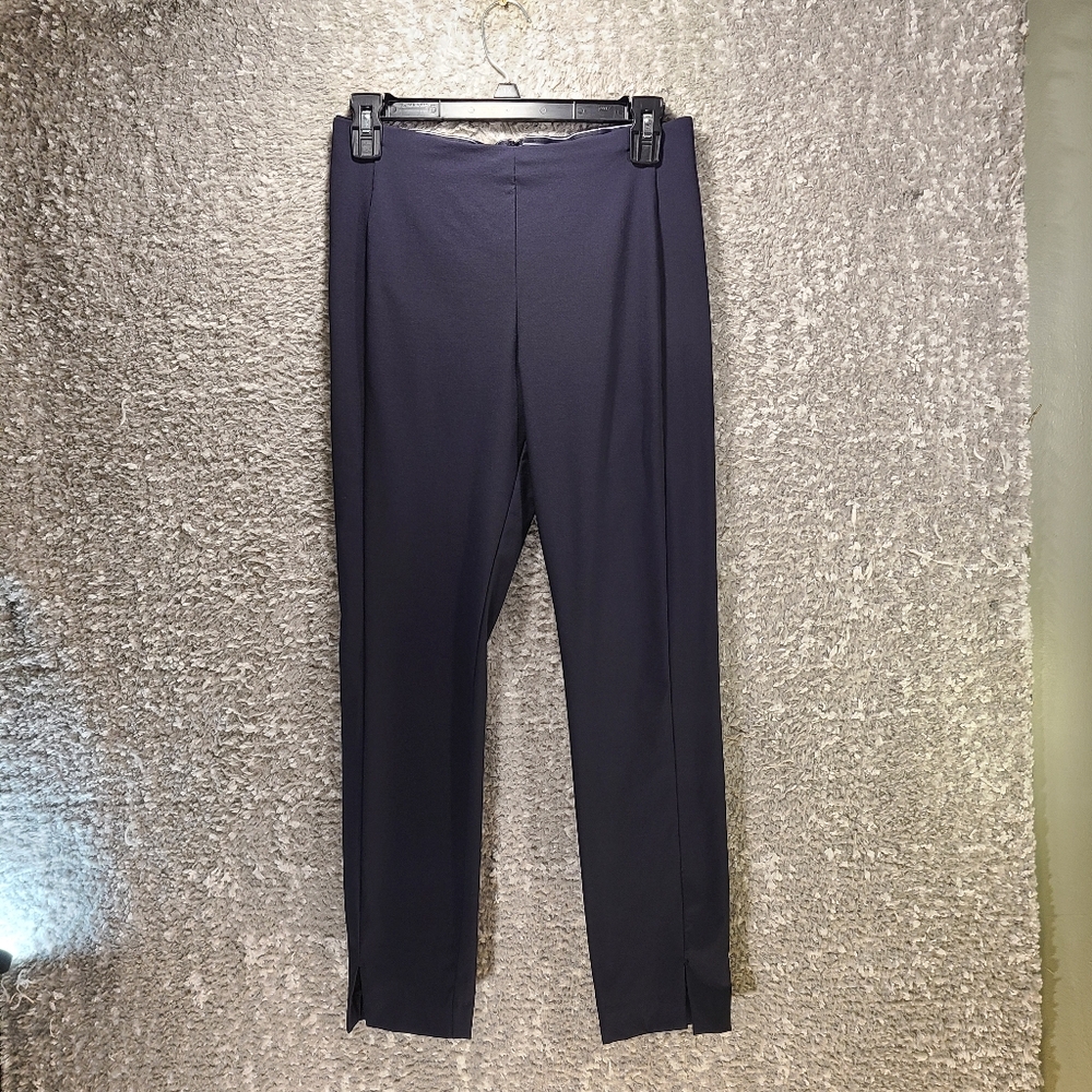 Athleta Slim Crop Ankle Pants Women size 4P Black Navy Stretch Nylon Inseam 25"